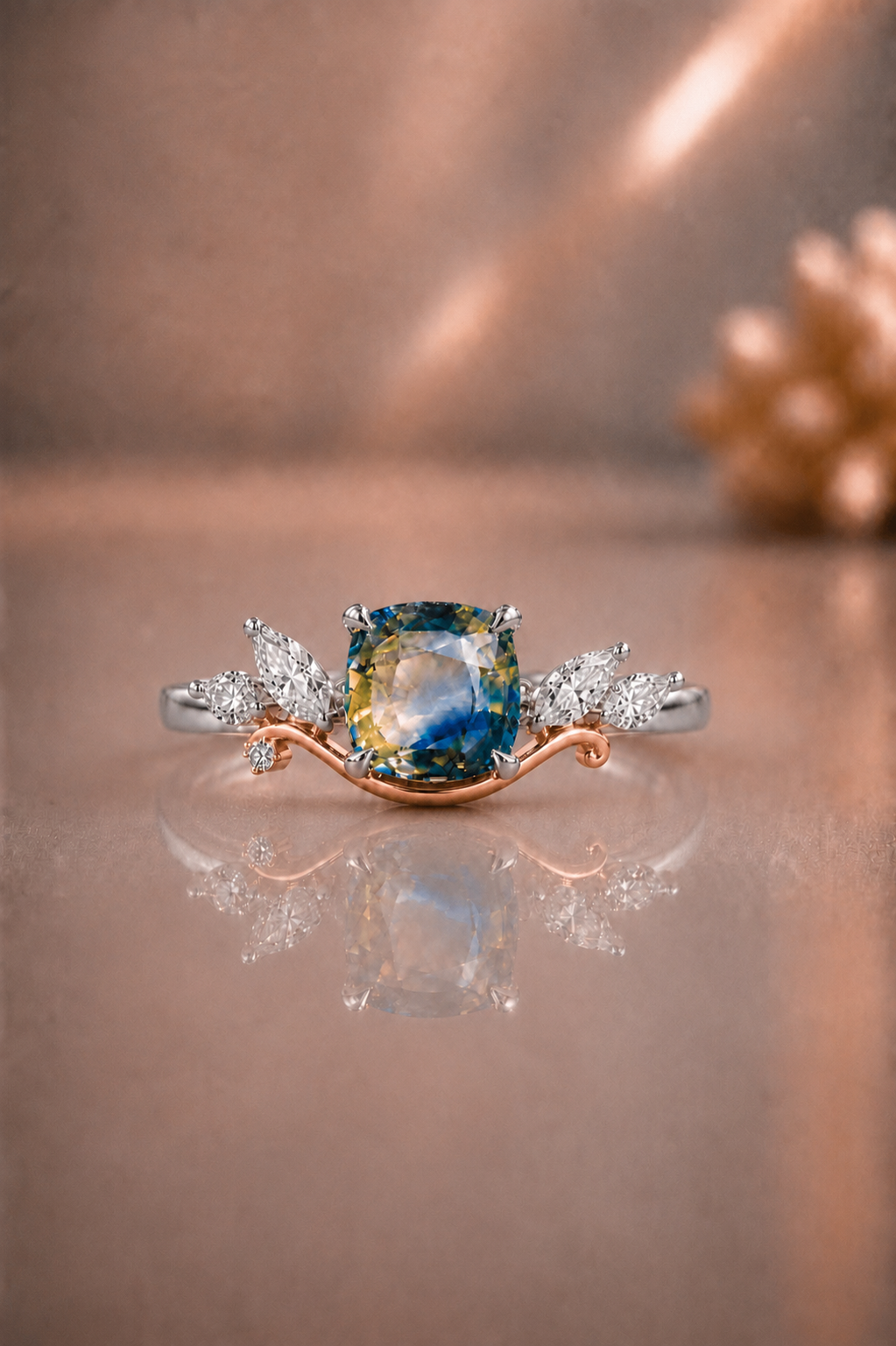 Sylvie Tvåfärgad Safir och Diamant Ring