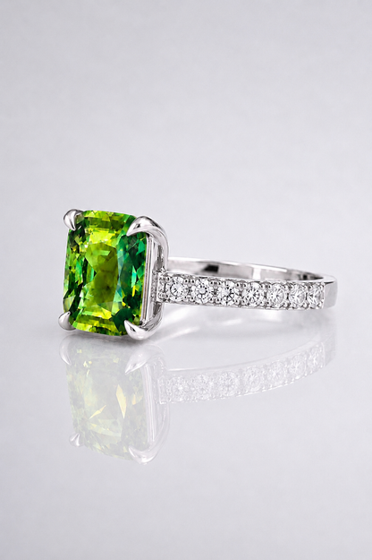 Natural Unheated Bicolor Sapphire Diamond Handcrafted Gold Ring Platinum