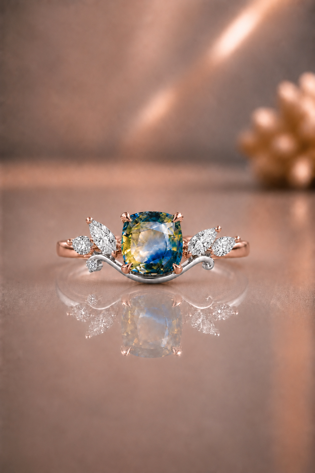 Sylvie Tvåfärgad Safir och Diamant Ring