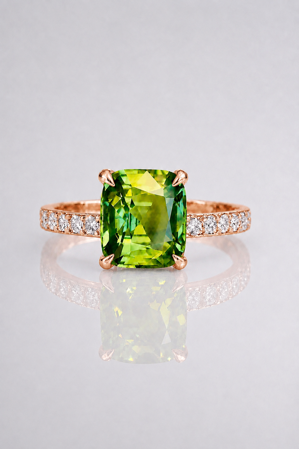 Natural Unheated Bicolor Sapphire Diamond Handcrafted Rose Gold Ring