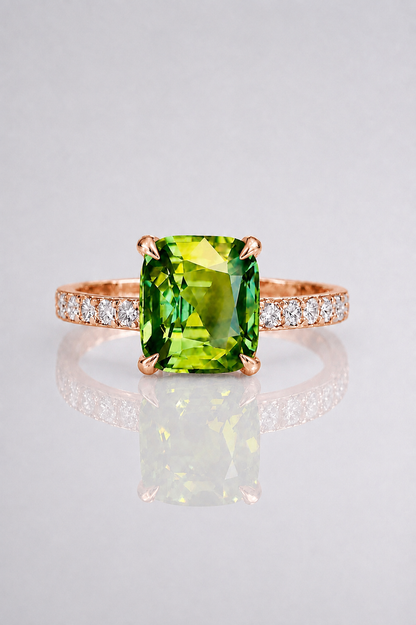 Natural Unheated Bicolor Sapphire Diamond Handcrafted Rose Gold Ring