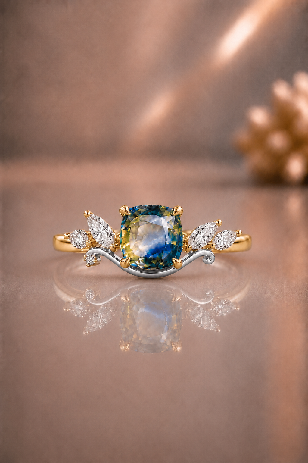 Sylvie Tvåfärgad Safir och Diamant Ring