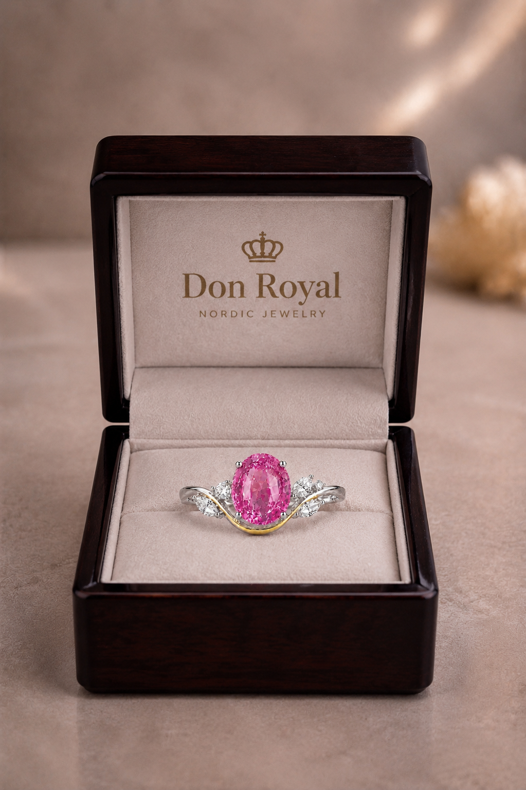 Elise Rosa Safir och Diamant Ring