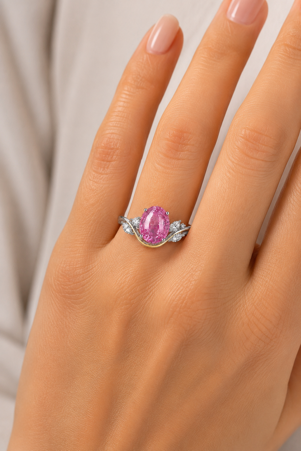 Elise Rosa Safir och Diamant Ring