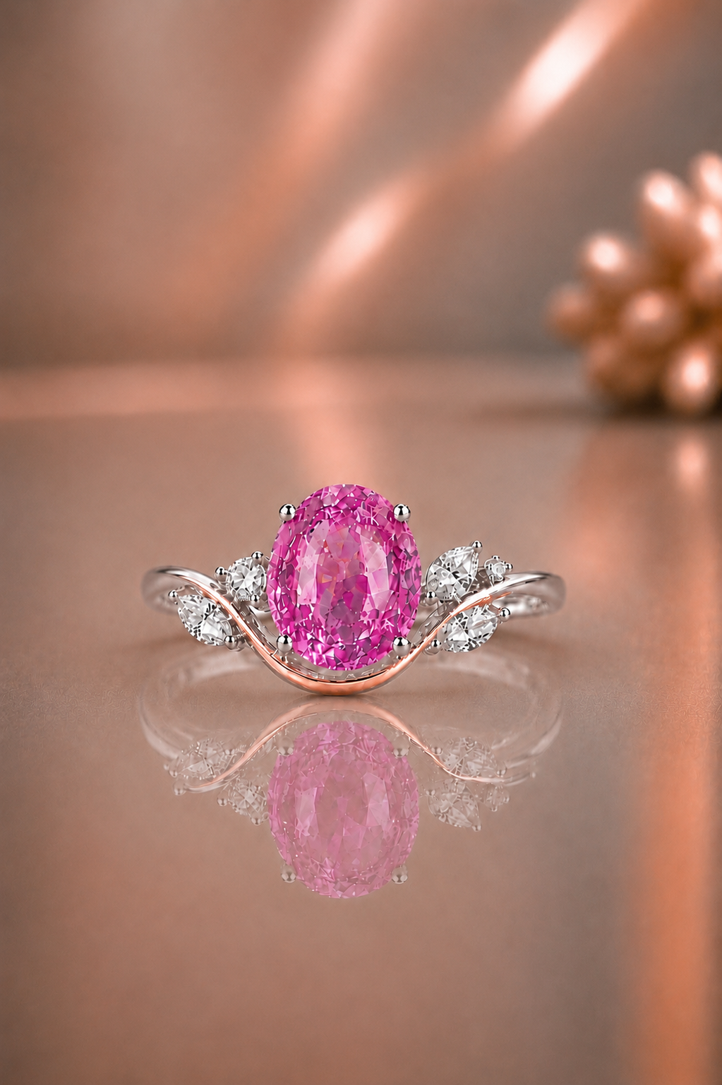 Elise Rosa Safir och Diamant Ring