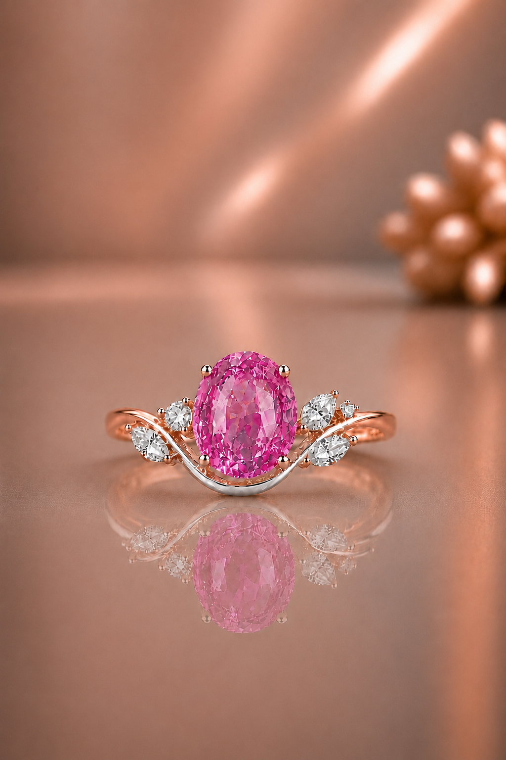 Elise Rosa Safir och Diamant Ring