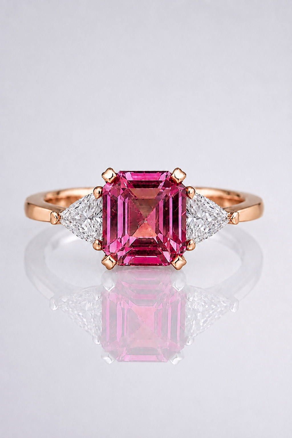 Natural Unheated Purplish Pink Color Changing Sapphire Diamond Handcrafted Rose Gold Ring