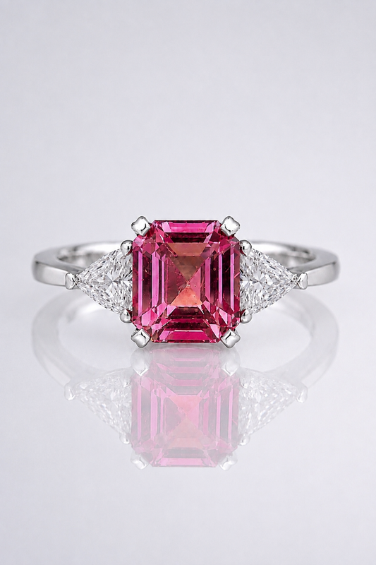 Natural Unheated Purplish Pink Color Changing Sapphire Diamond Handcrafted White Gold Ring