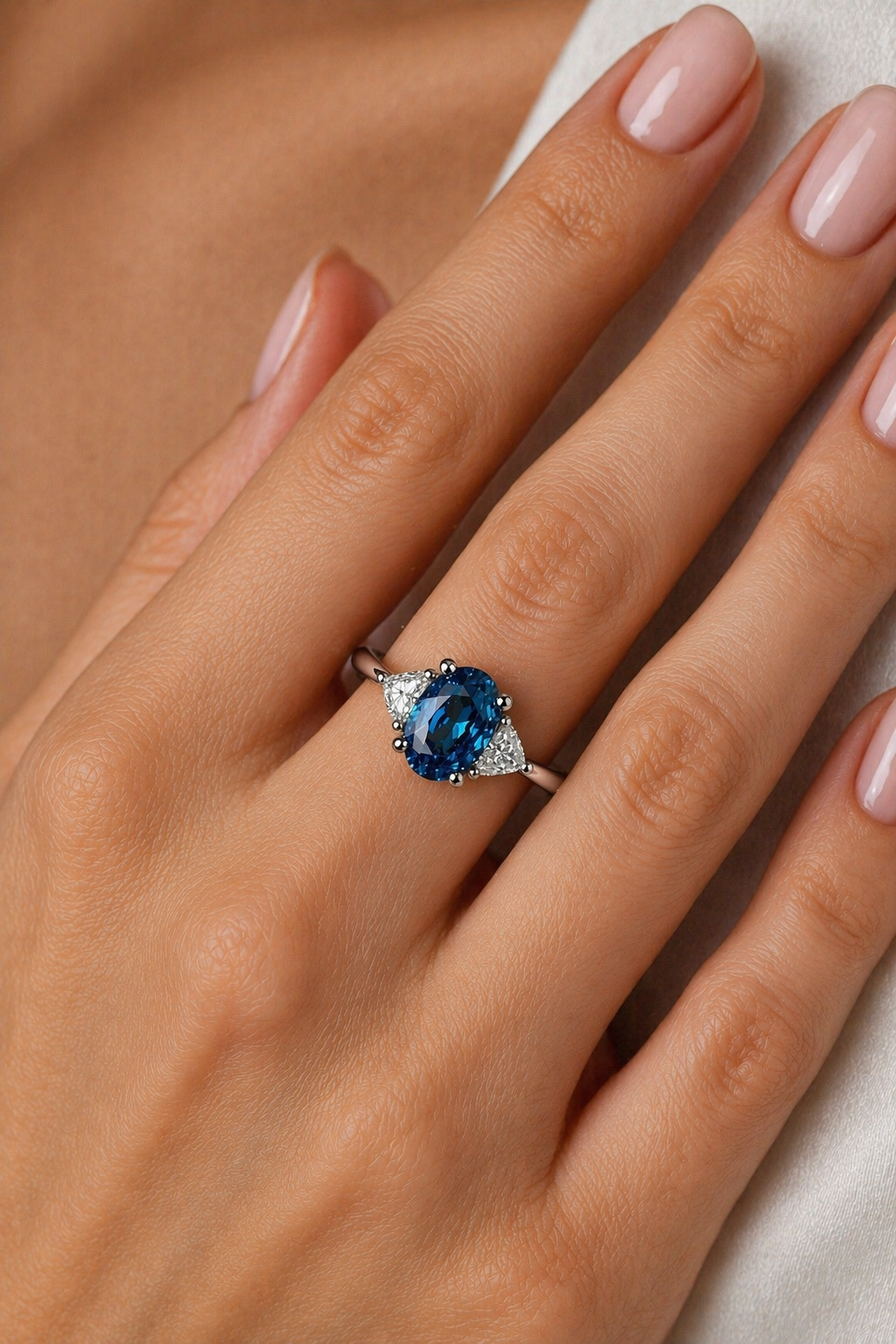 Natural Violet Green Blue Spinel Diamond Trilogy Handcrafted Gold Ring Model