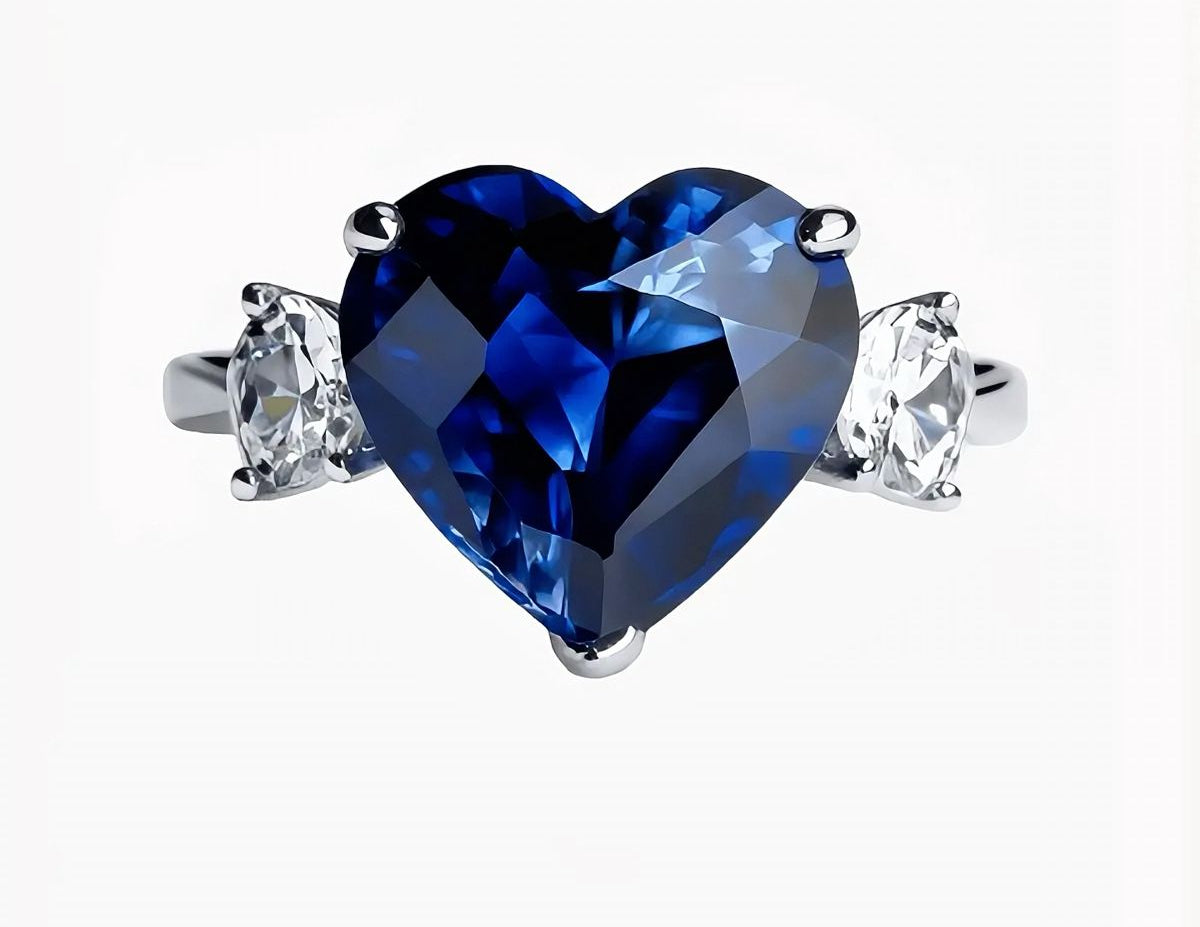 Eternal Heart sapphire and diamond heart-shaped ring in platinum, timeless Nordic luxury