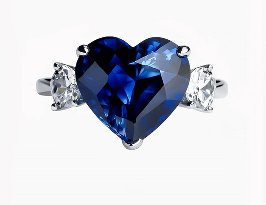 Eternal Heart sapphire and diamond heart-shaped ring in platinum, timeless Nordic luxury