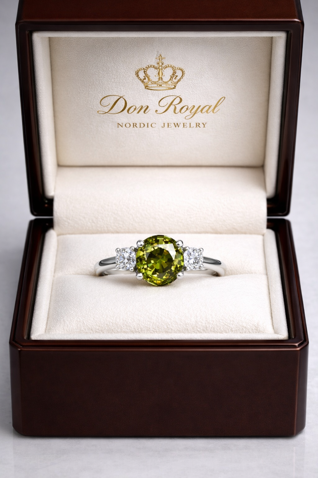 alexandrite diamond gold ring in box