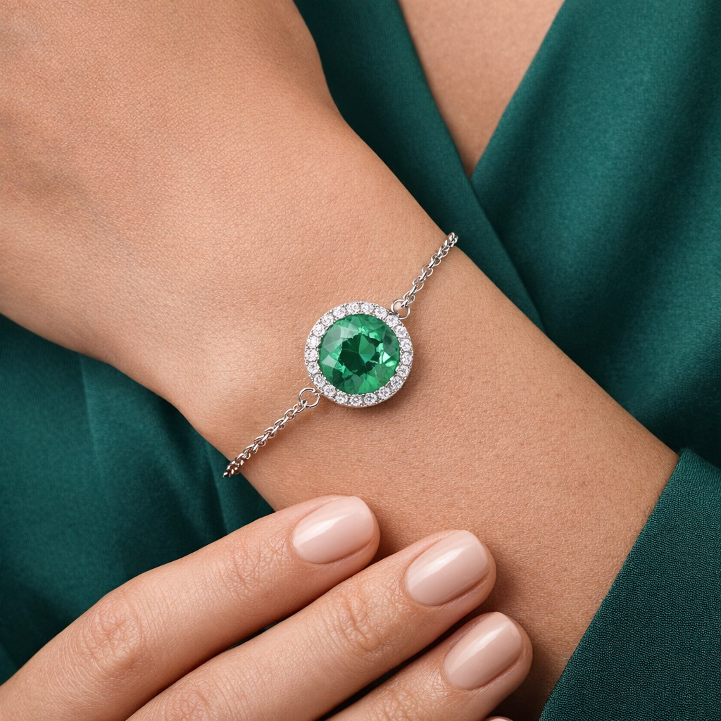 alexandrite halo diamond white gold bracelet model