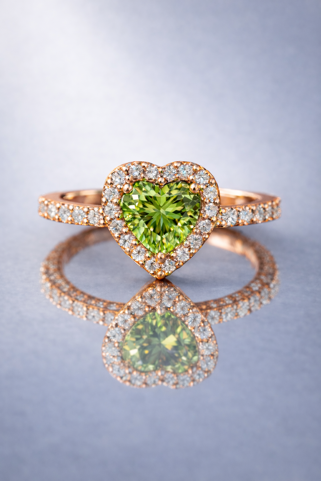 alexandrite diamond halo rose gold ring