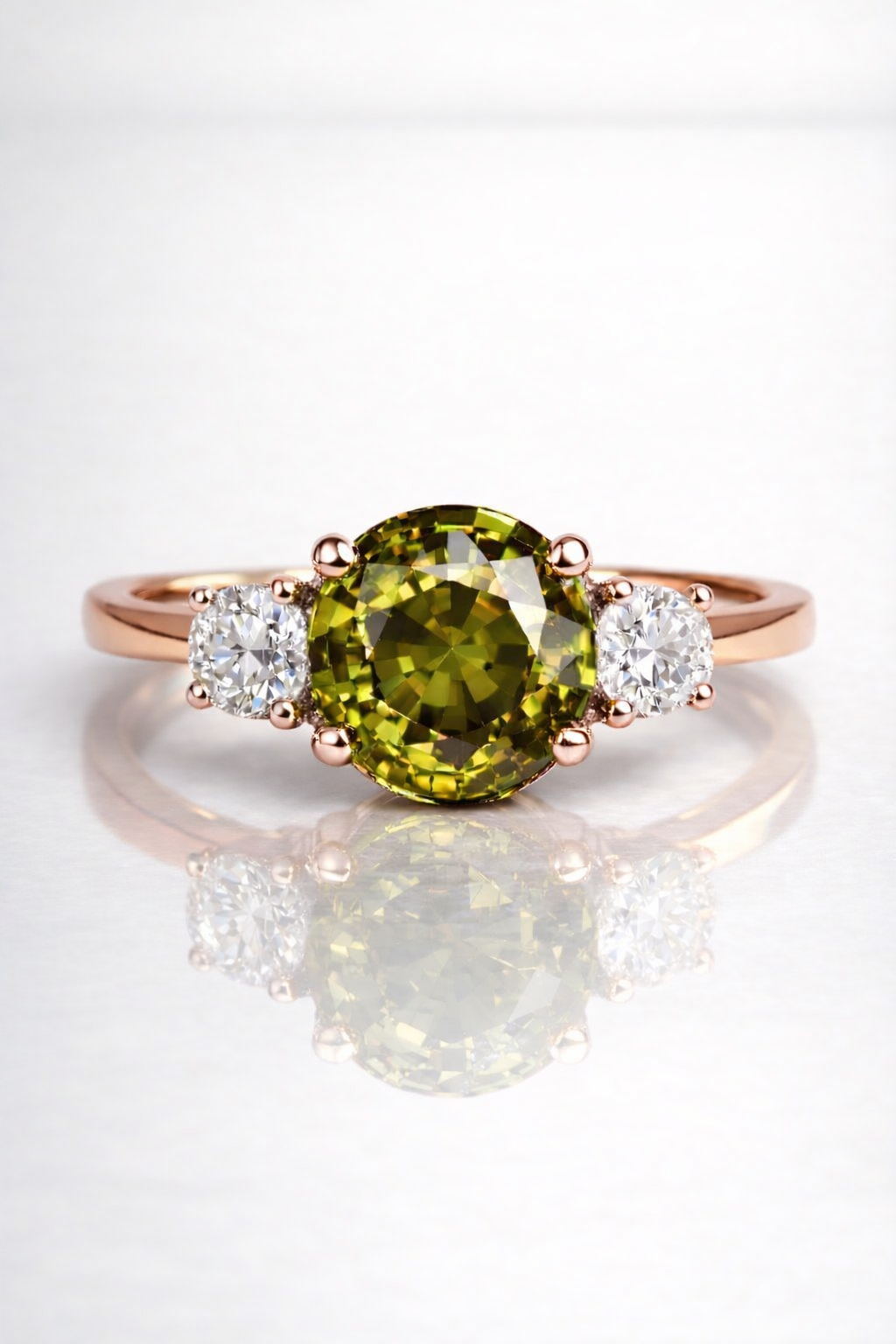 alexandrite diamond rose gold ring