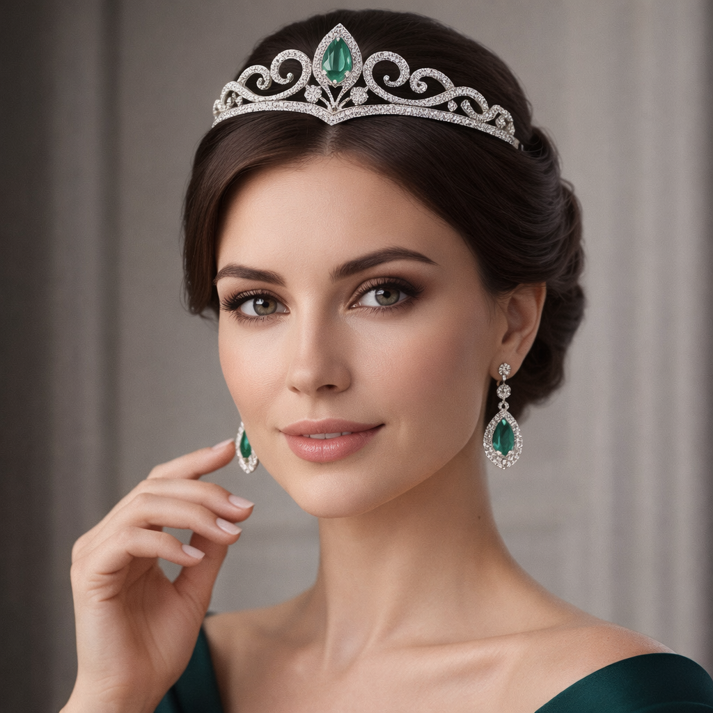 alexandrite diamond white gold tiara model