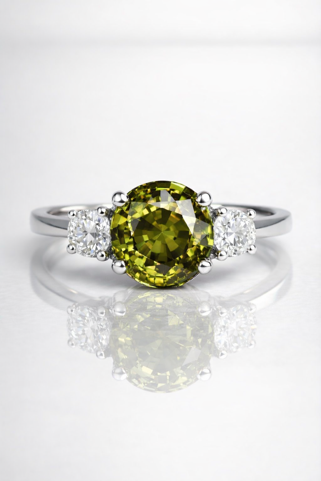 alexandrite diamond white gold ring