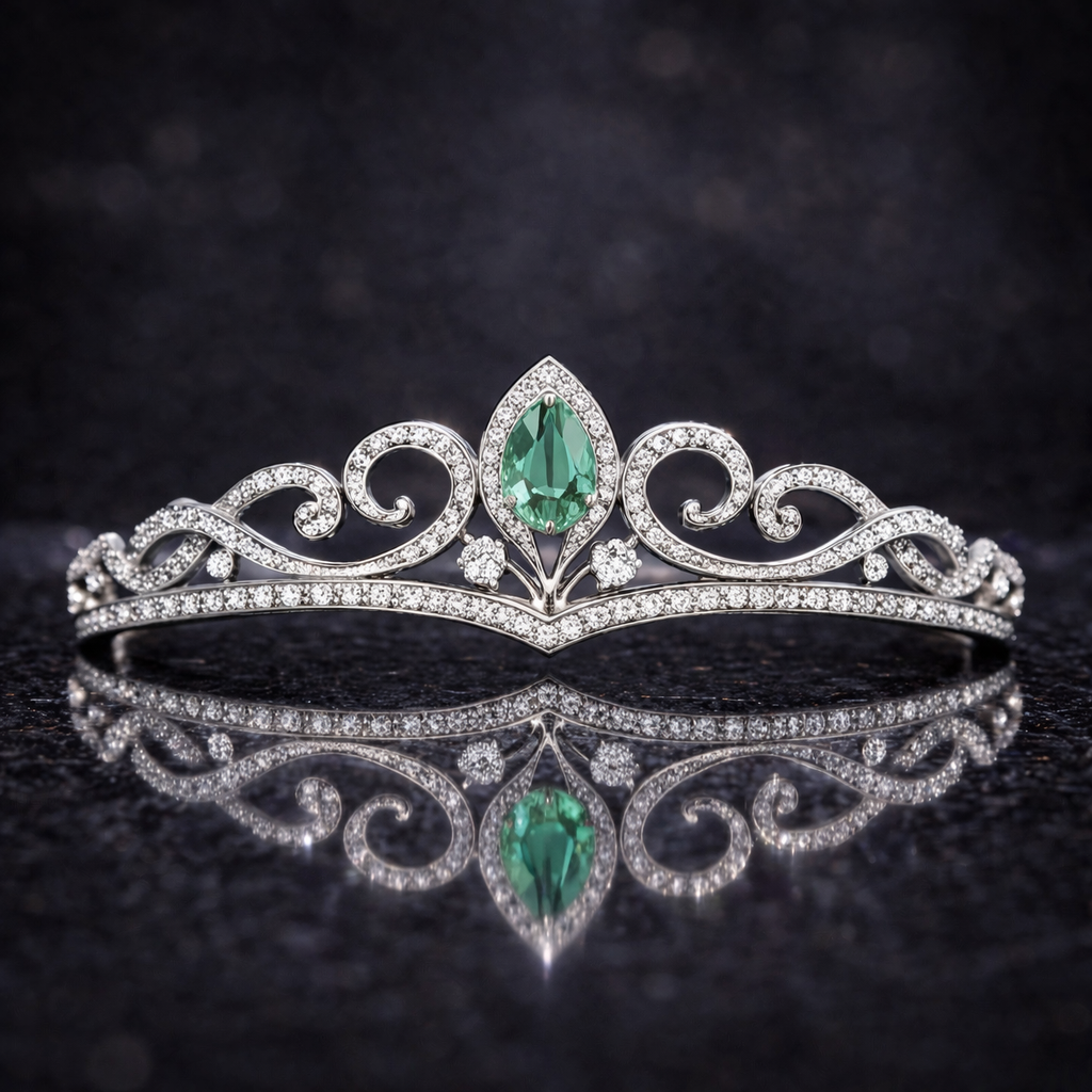 alexandrite diamond white gold tiara