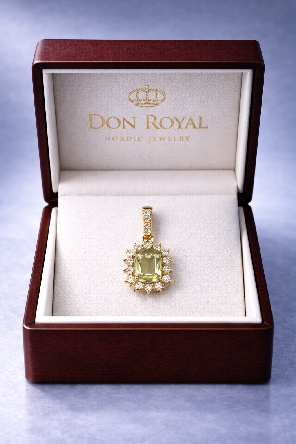 alexandrite halo diamond yellow gold pendant for necklace in box