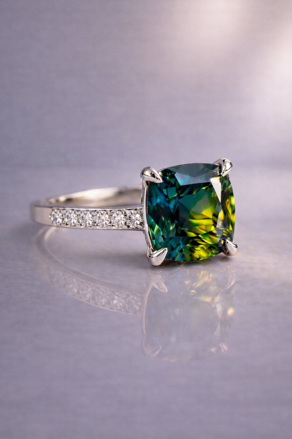 bicolor sapphire diamond platinum ring