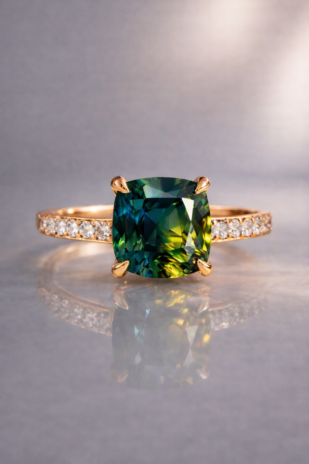 bicolor sapphire diamond rose gold ring