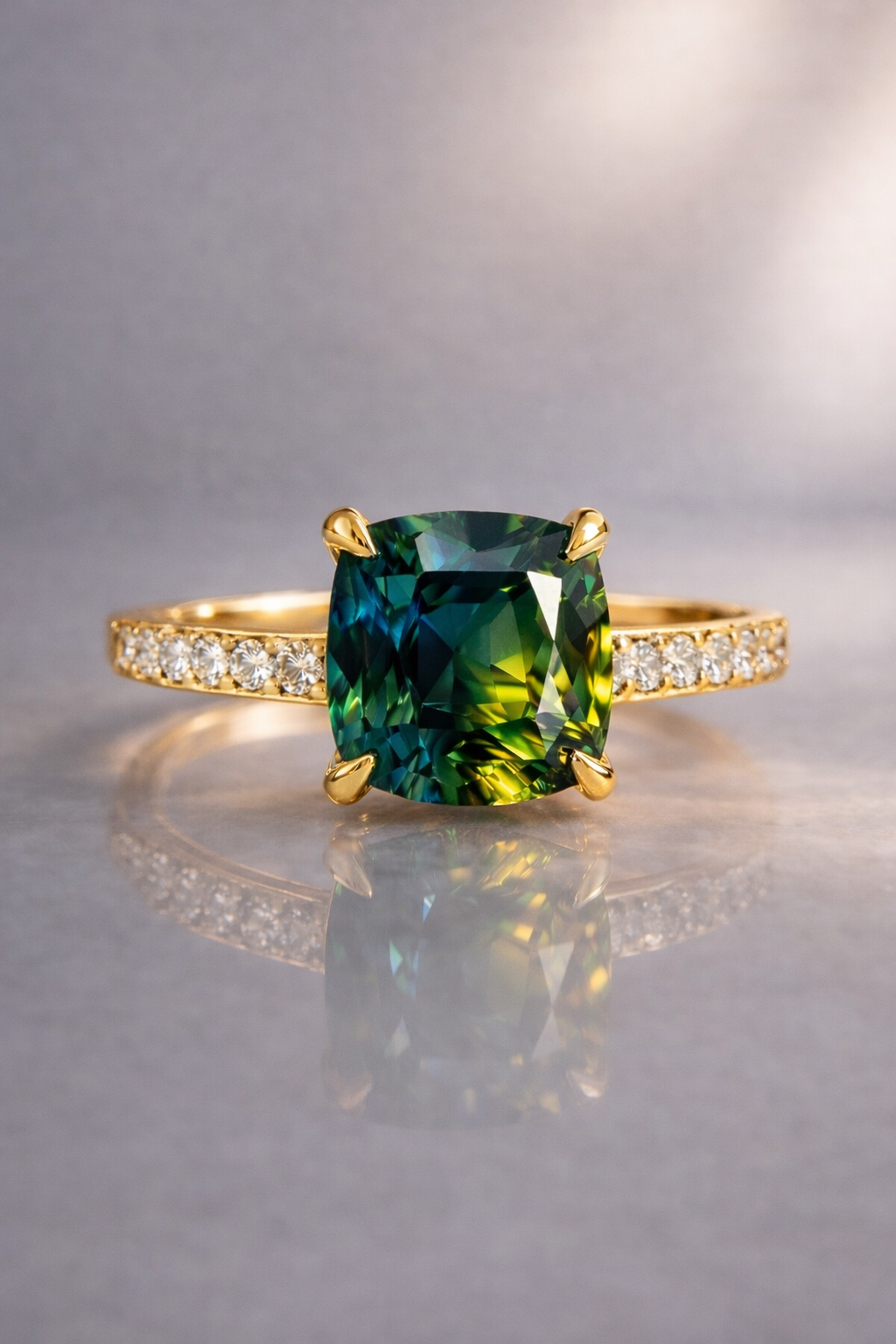 bicolor sapphire diamond yellow gold ring