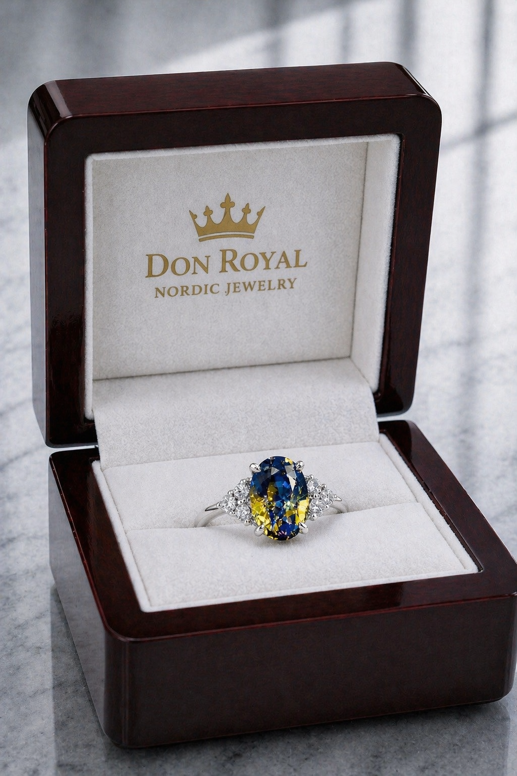 Natural unheated bicolor sapphire and diamond ring in gold