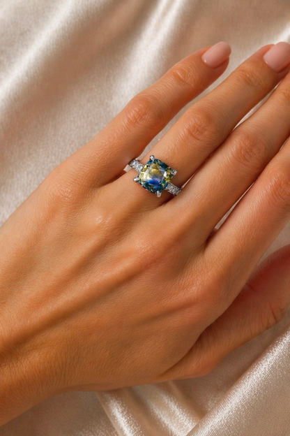 Natural Unheated Bicolor Sapphire Diamond Handcrafted Gold Ring Model
