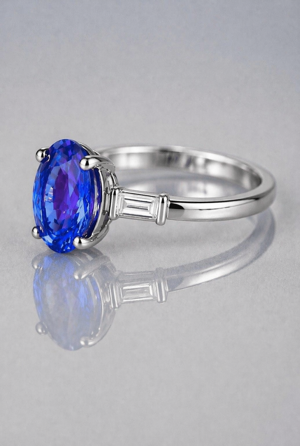 blue sapphire diaomod platinum ring