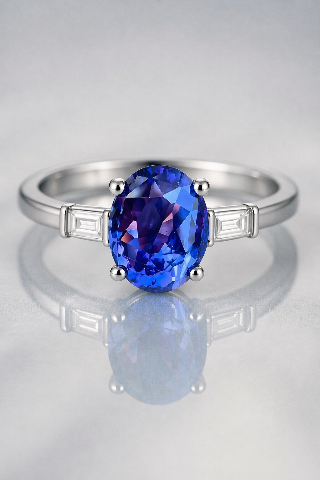 blue sapphire diaomod white gold ring