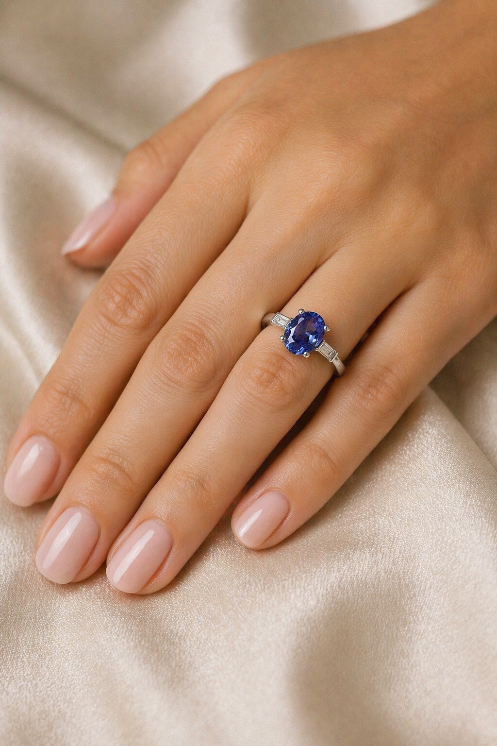 blue sapphire diaomod gold ring model