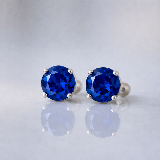 blue sapphire white gold earrings
