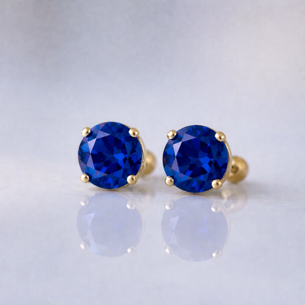blue sapphire yellow gold earrings