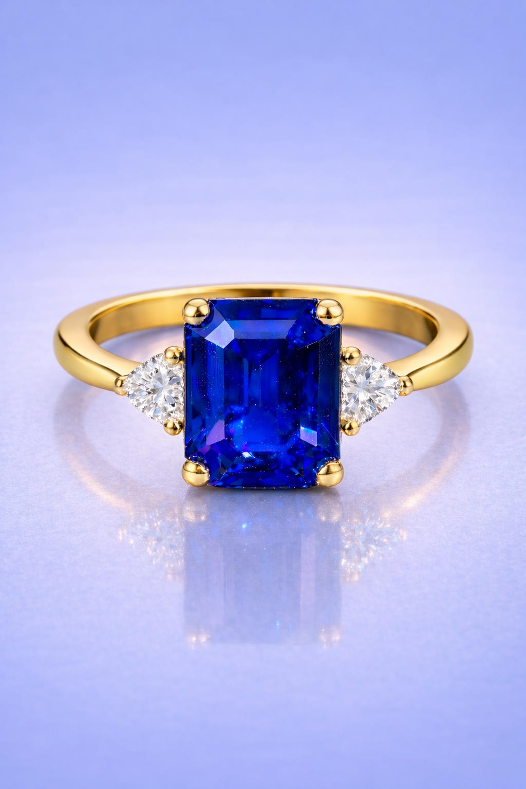 blue sapphire diamond yellow gold ring