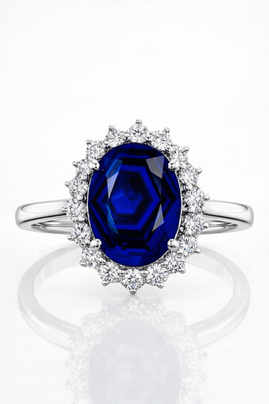 GIA certified untreated blue sapphire Celestia Spiral diamond ring handcrafted in 18k white gold