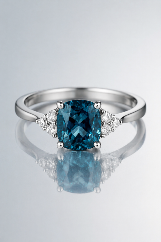 greenish blue spinel diamond white gold ring