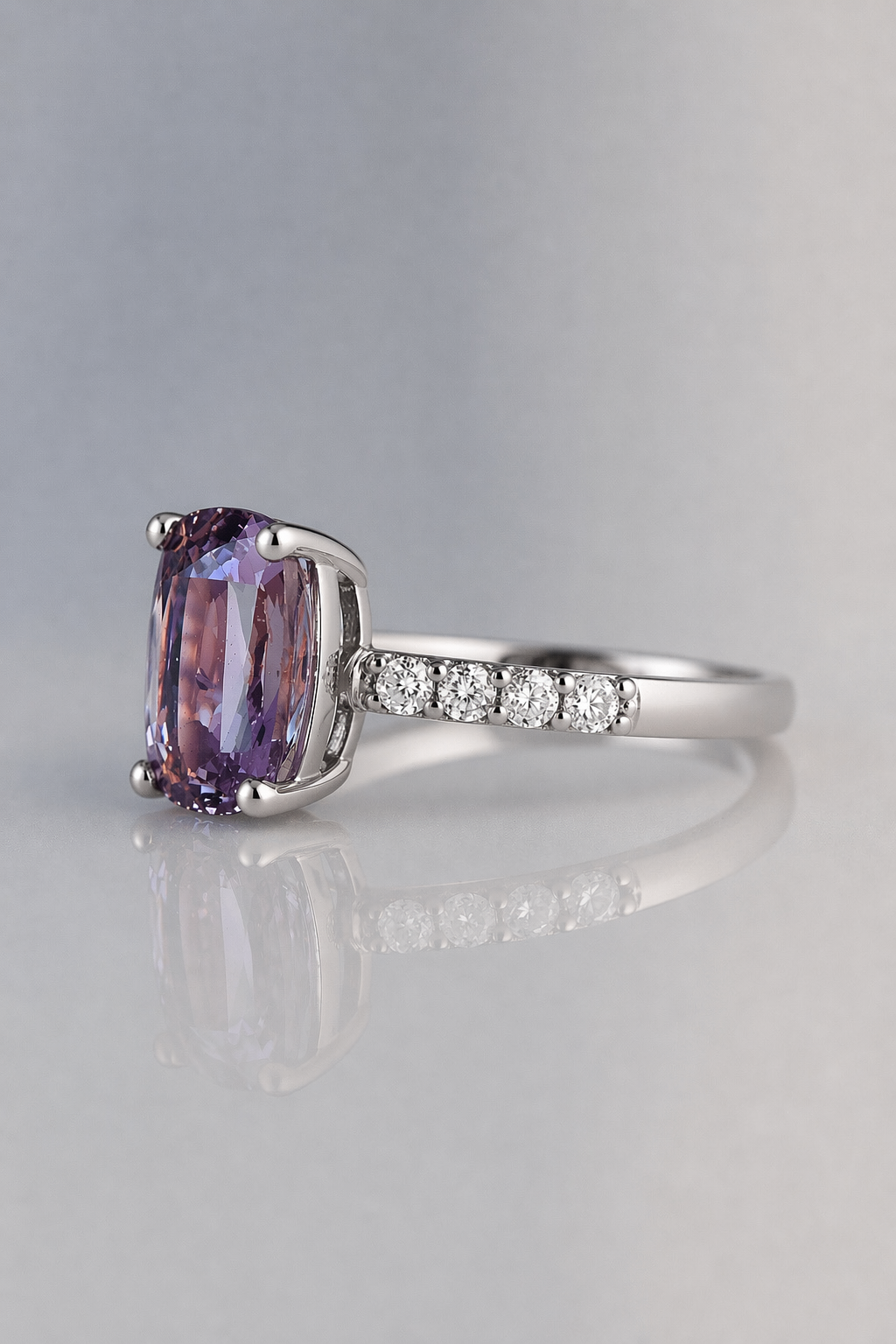 grey spinel diamond platinum ring