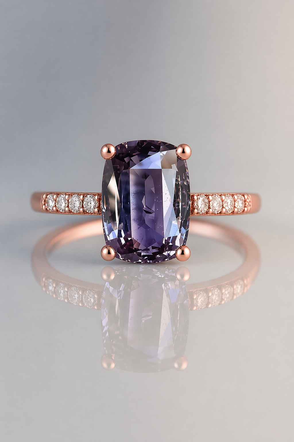 grey spinel diamond rose gold ring