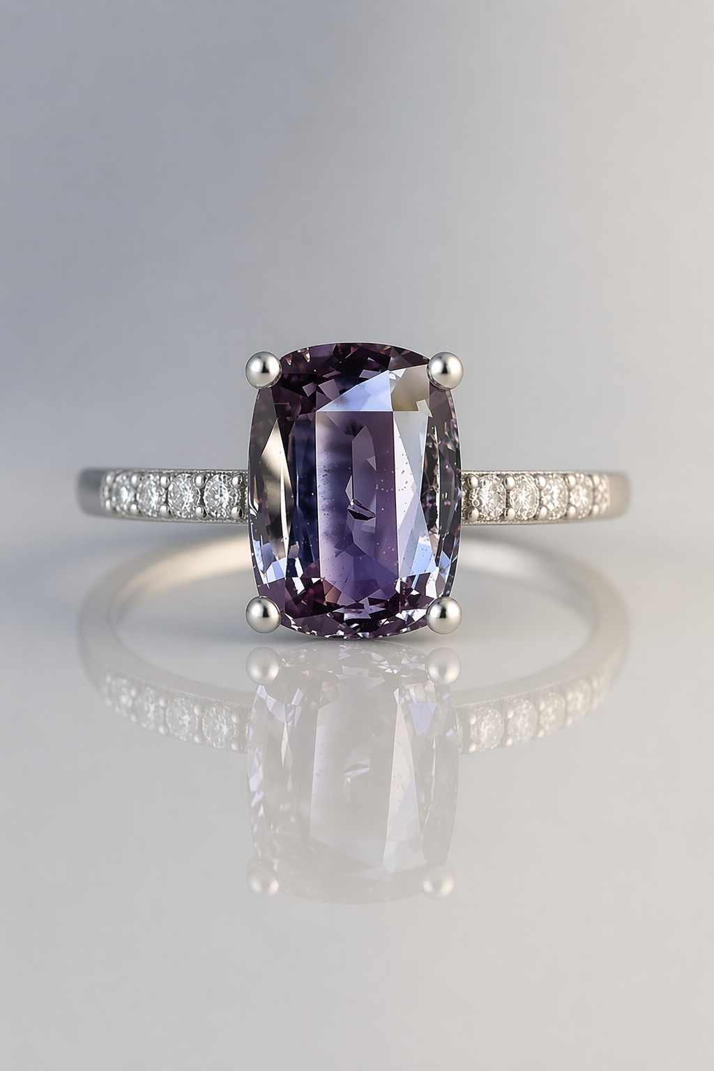 grey spinel diamond white gold ring