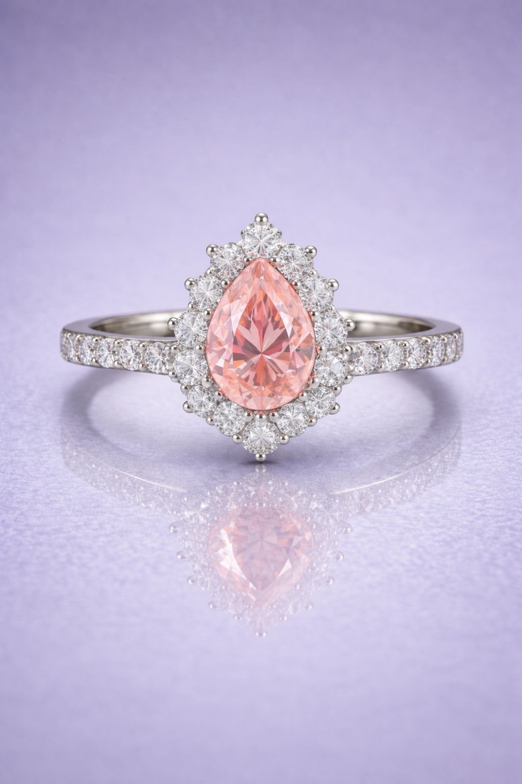 padparadscha sapphire diamond white gold ring