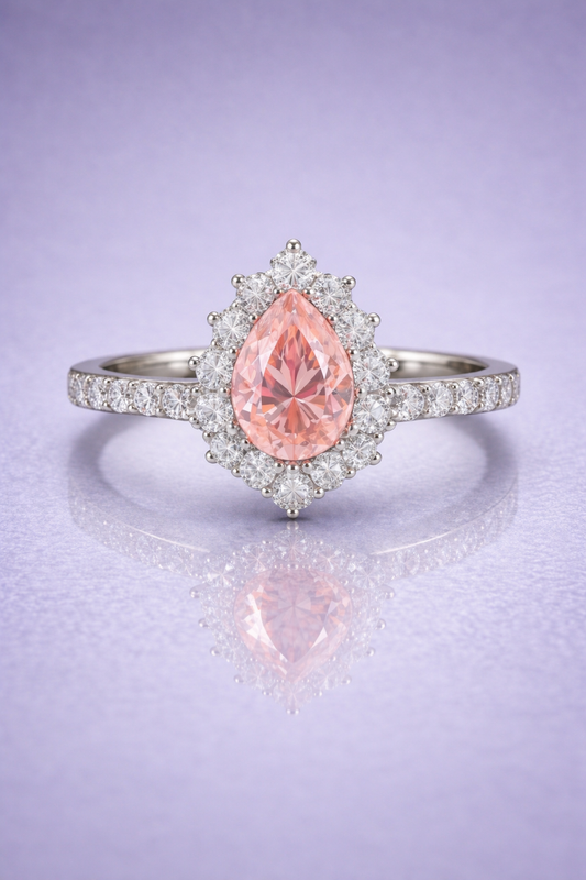 padparadscha sapphire diamond white gold ring