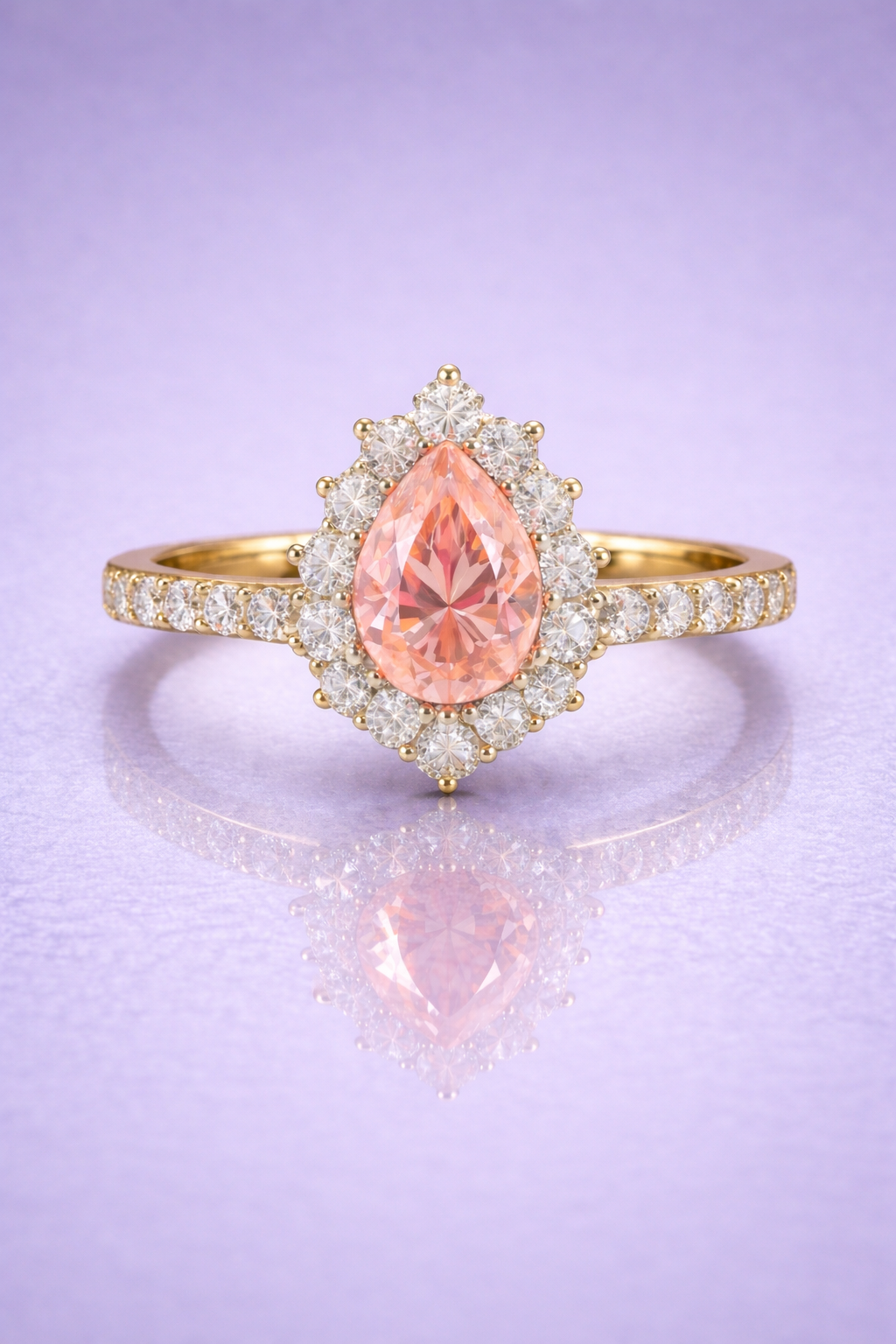 padparadscha sapphire diamond yellow gold ring
