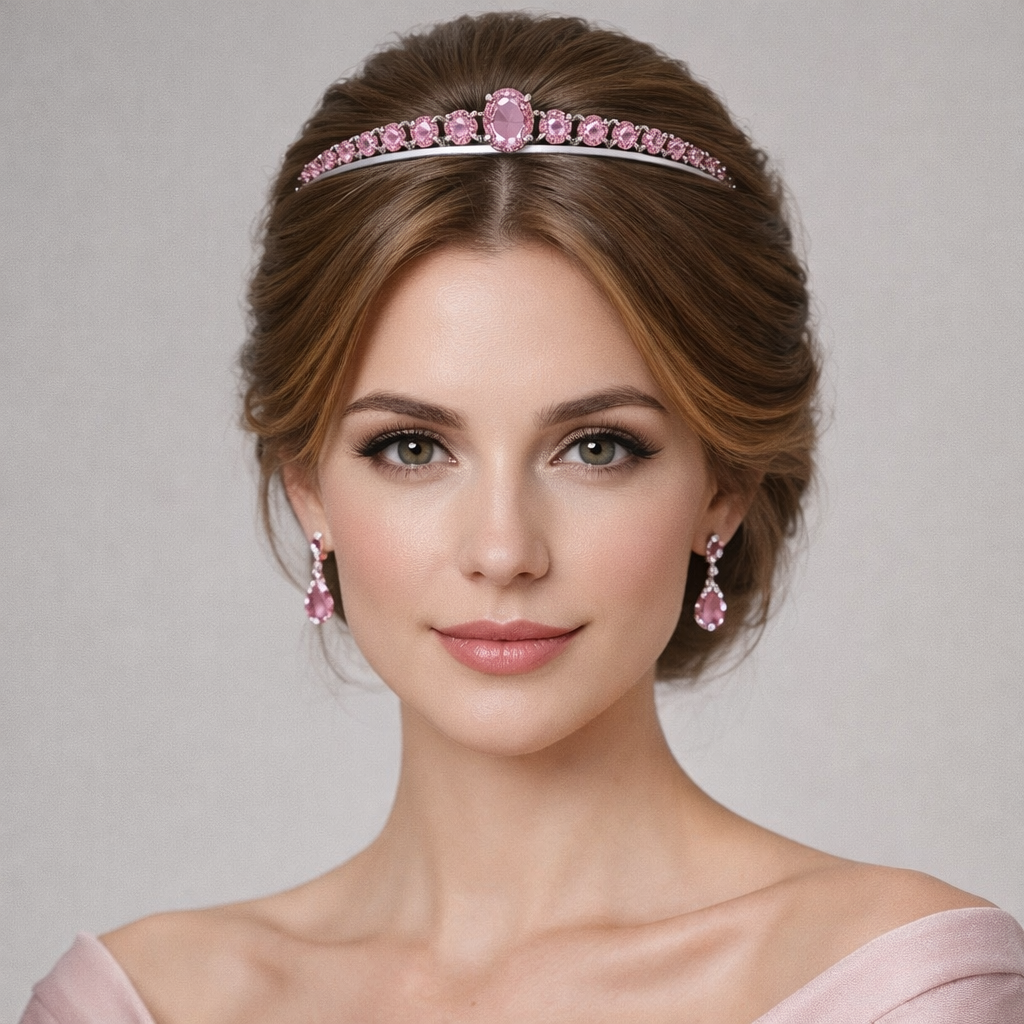 pink sapphire white gold tiara model