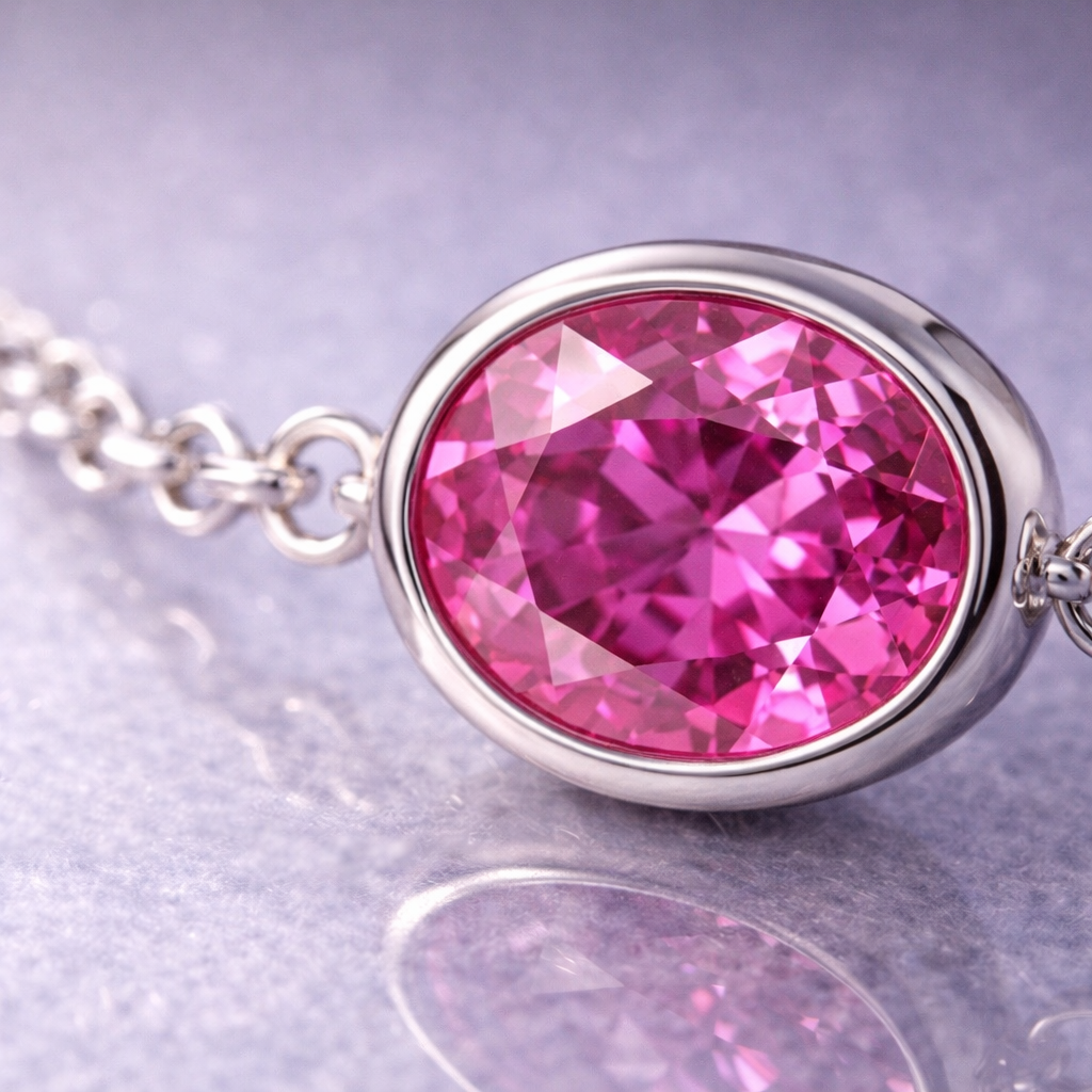 pink sapphire white gold bracelet macro