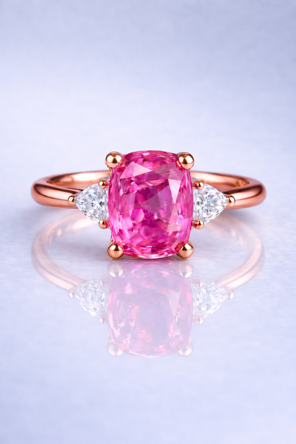 pink sapphire diamond rose gold ring