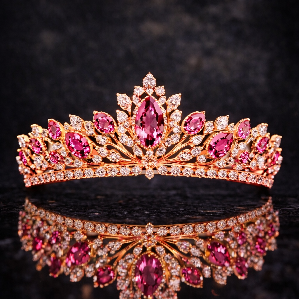 pink sapphire diamond rose gold tiara
