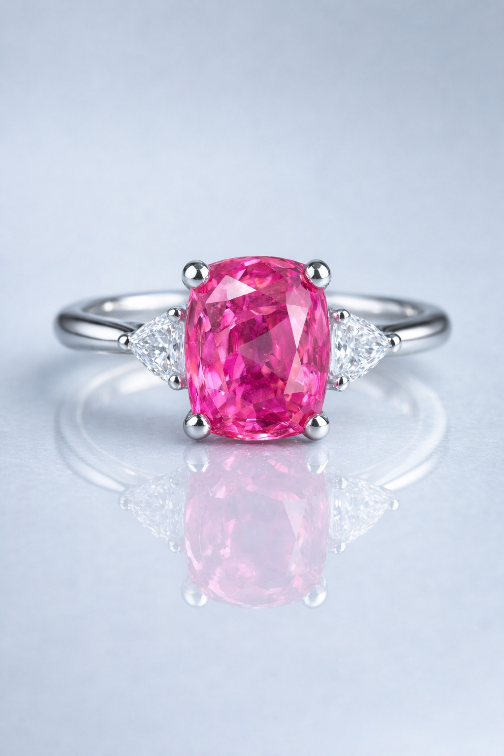 pink sapphire diamond white gold ring