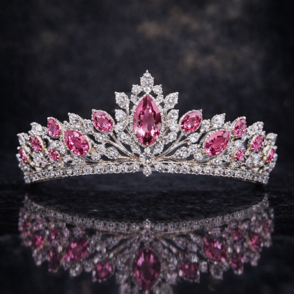 pink sapphire diamond white gold tiara