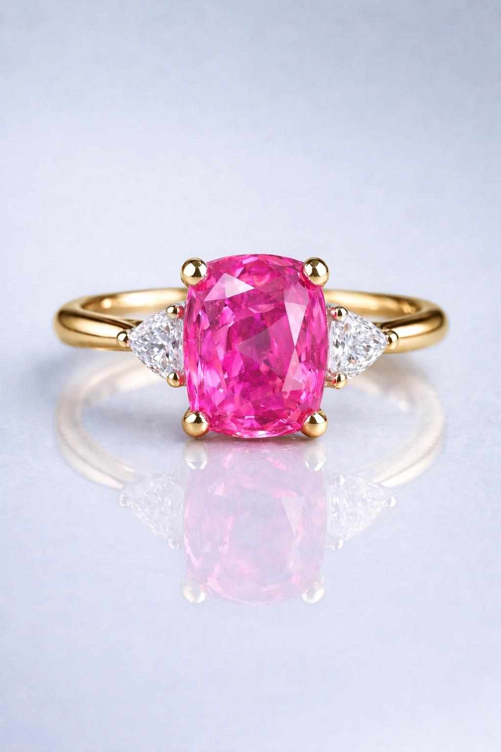 pink sapphire diamond yellow gold ring