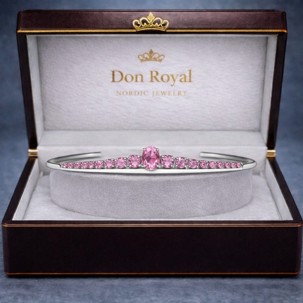 pink sapphire white gold tiara in box